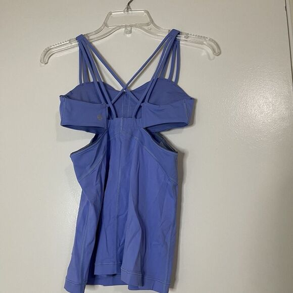 Lululemon blue cutout workout yoga strappy tank top Size 4 - Picture 3 of 5